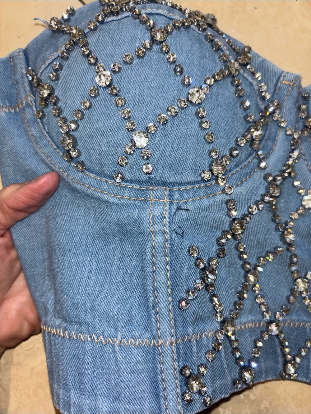 Rhinestone Embellished Corset Bustier Tops - Picture 3 of 6
